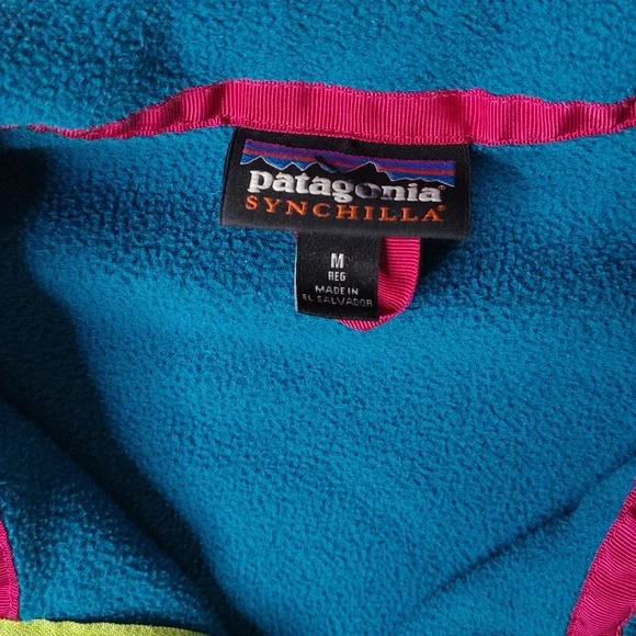 Patagonia Synchilla Fleece Sweater Jacket Womens Medium Teal Full Zip Retro - Picture 4 of 10
